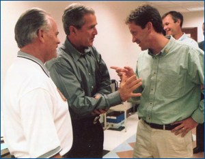 President Bush and Congressman Green joking together on Labor Day 2001